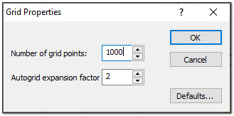 Grid Properties dialog